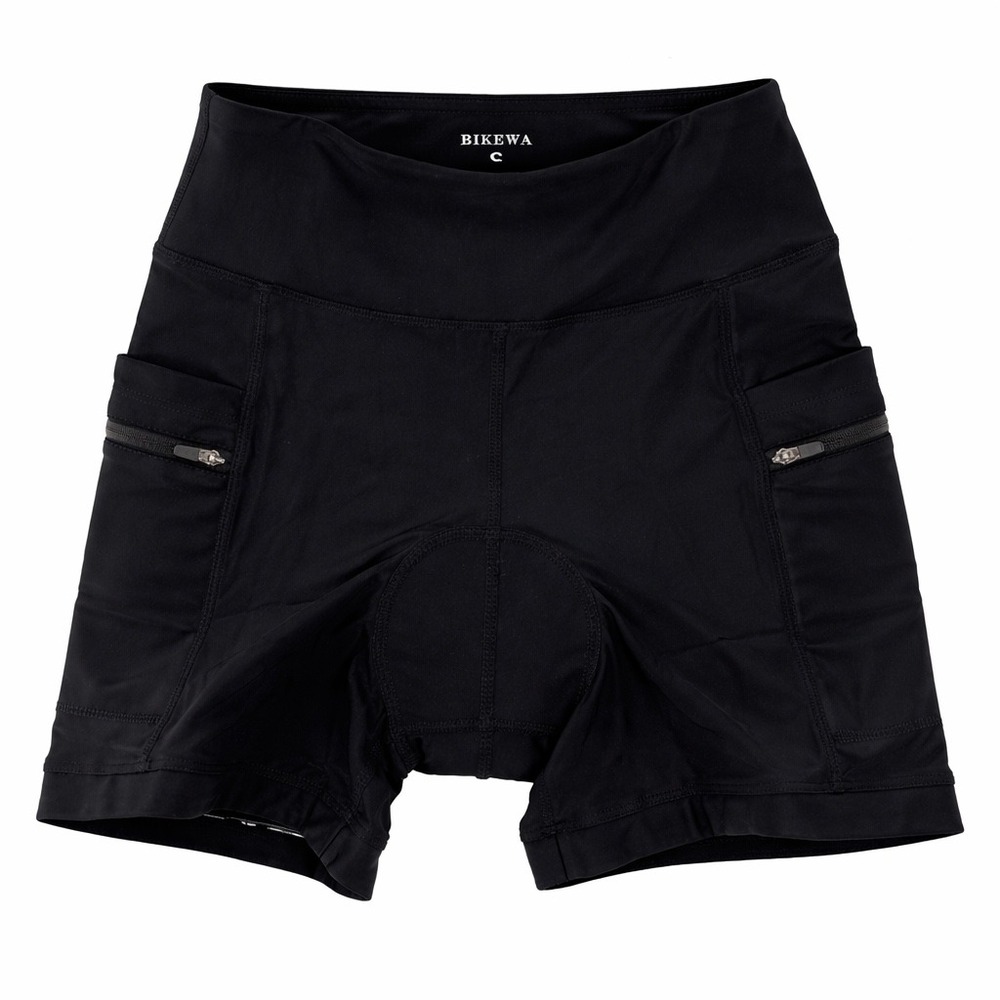 Bikewa Women's 4D Padded Bike Shorts | High Waist | 4 Pockets | Black | NWT | S
